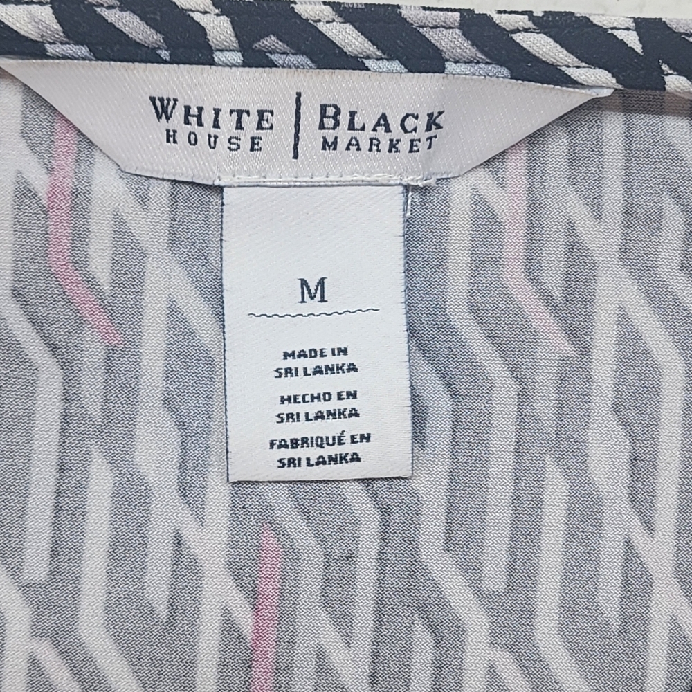 White House Black Market Mock Wrap Mini Geometric Print Dress Womens Size Medium - Picture 5 of 12